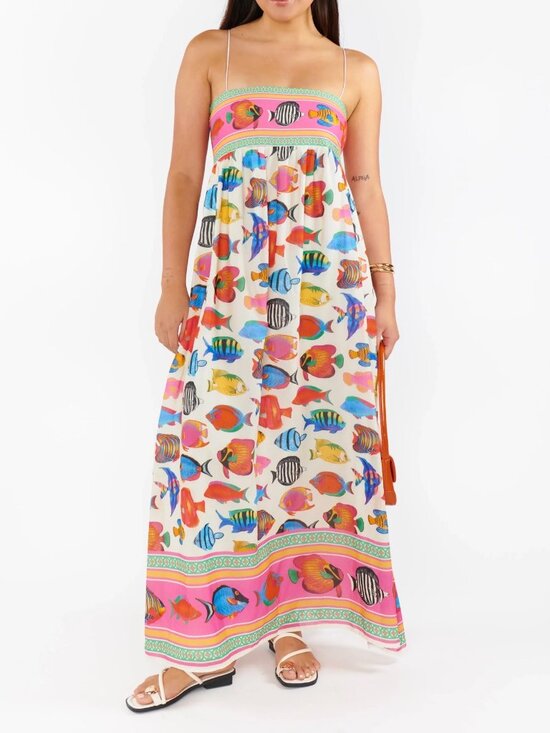 Show Me Your MuMu Dresses & Skirts - Mumu Skylar Maxi Dress Tropical Fish Spaghetti Strap Maxi Dress L